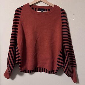 Lumiere rust and black striped batwing sweater  Size Small